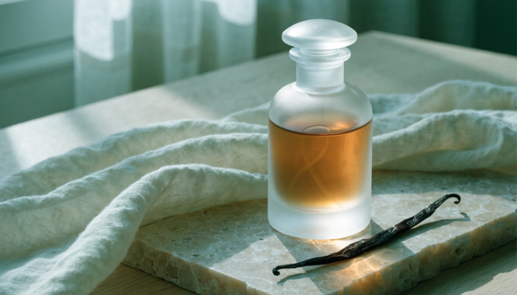 Vanille Herbstduft Flakon Stillleben Quiet Luxury